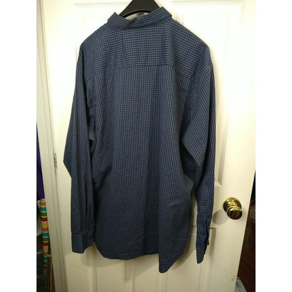 Van Huesen Blue Grey Checkered Long Sleeve Flex Slim Shirt. Size XXL - Picture 11 of 12